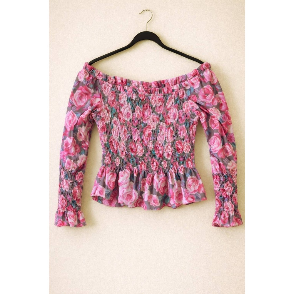 Torrid 1X Floral Smocked Peplum Top Cottagecore Milkmaid Coquette Romantic